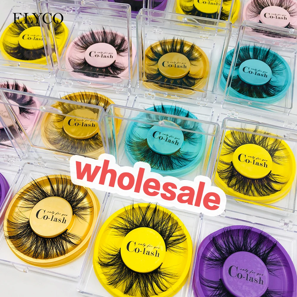 

ELYCO wholesale Custom box Mink Eyelashes Thick Natural Long False Eyelashes High Volume Mink Lashes Soft Dramatic Eye lashes