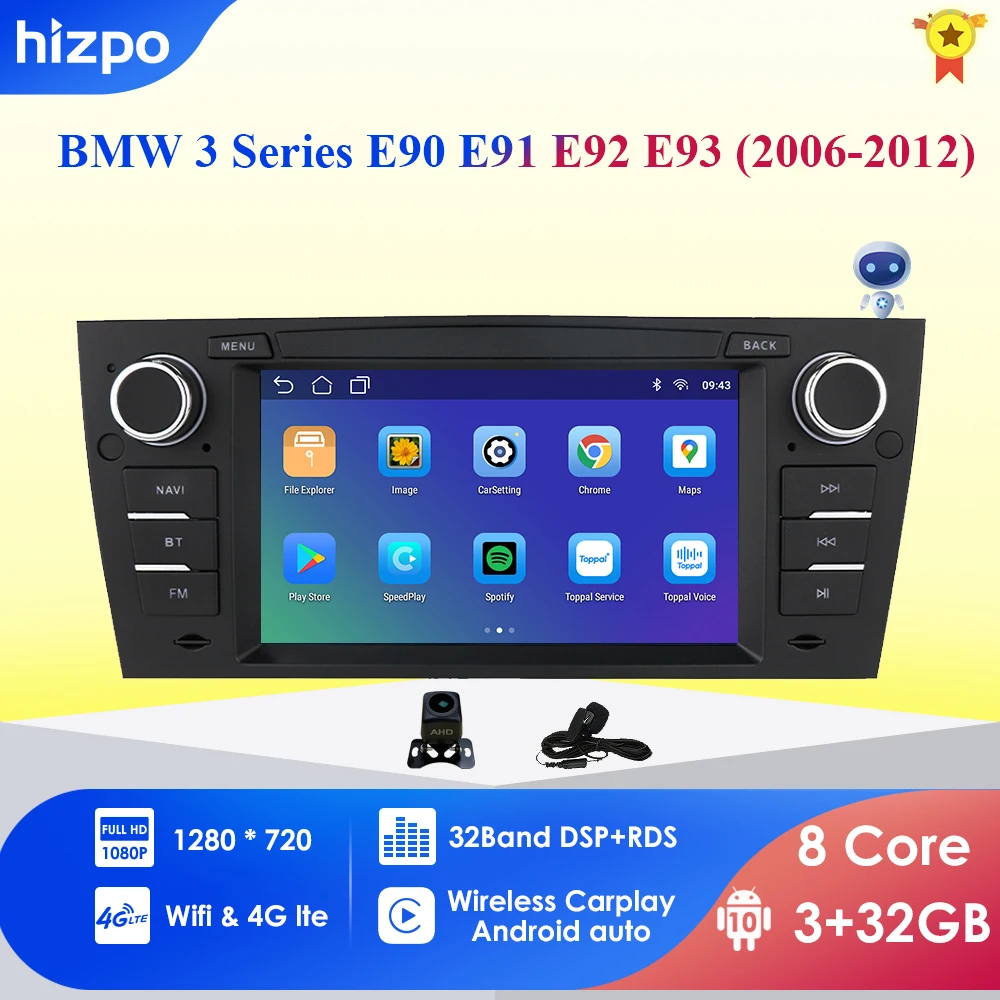 

4G 7inch Car Radio with screen Multimedia Video Player For BMW 3 Series E90 E91 E92 E93 2006-2012 Android Auto CarPlay 2 din DVD
