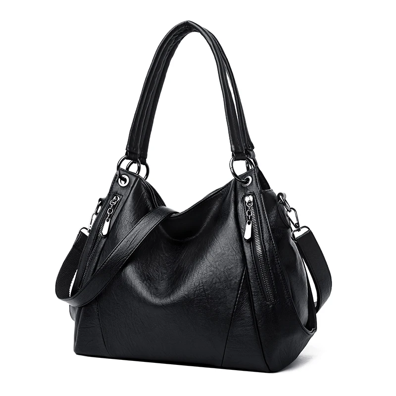 Зимние женские кожаные сумочки дизайнерская сумка-хобо красные классические