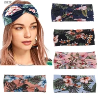 12pcslot bohemia summer width cross knotted floral headwrap 6 colors new trendy woman girls hairband diy bandanas head wear