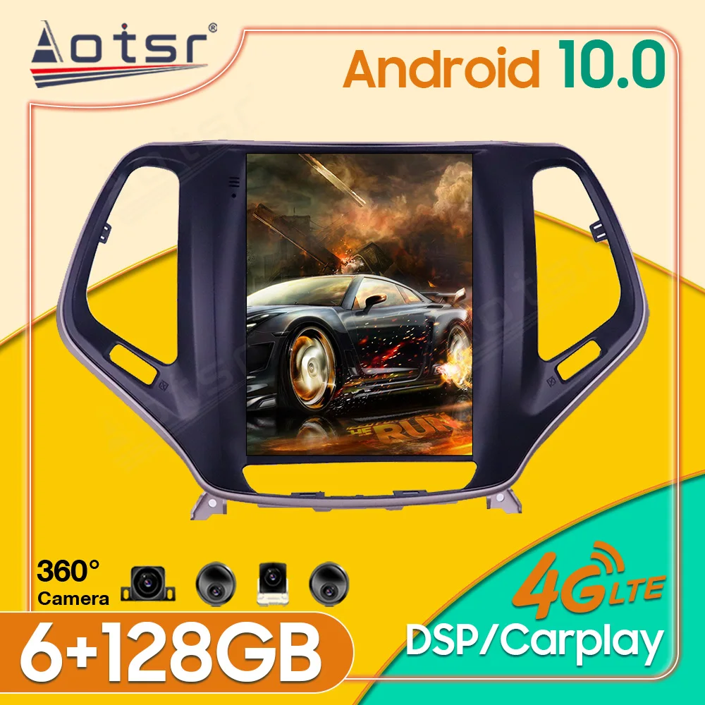 

Android 10 6+128G Tesla Style For JEEP CHEROKEE 2016 - 2020 Car Auto Radio Multimedia Video Player GPS Navig Stereo Head Unit