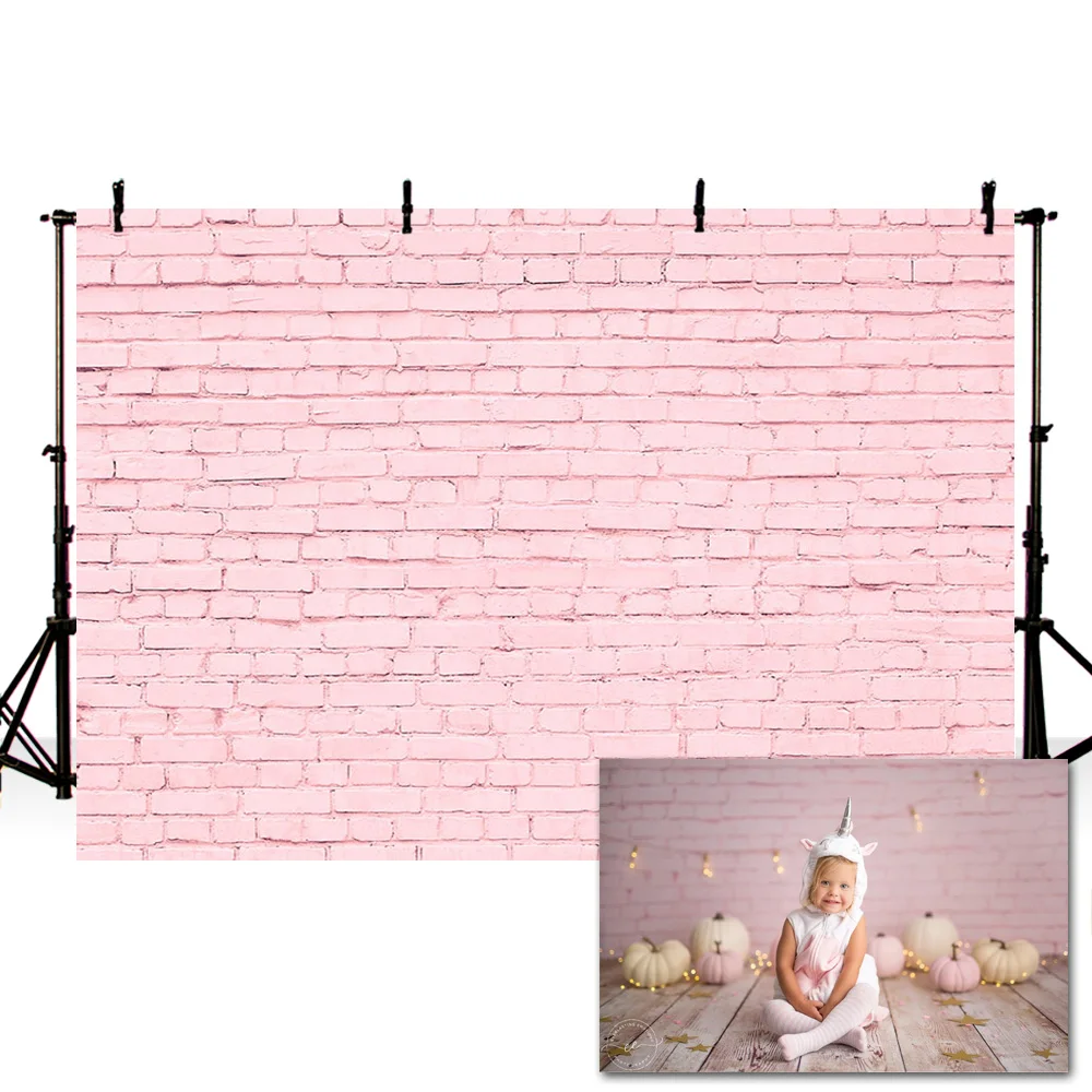 

Mehofond Pink Brick Wall Backdrop Spray Paint Girl Baby Shower Newborn Portrait Photography Background Photo Studio Photocall