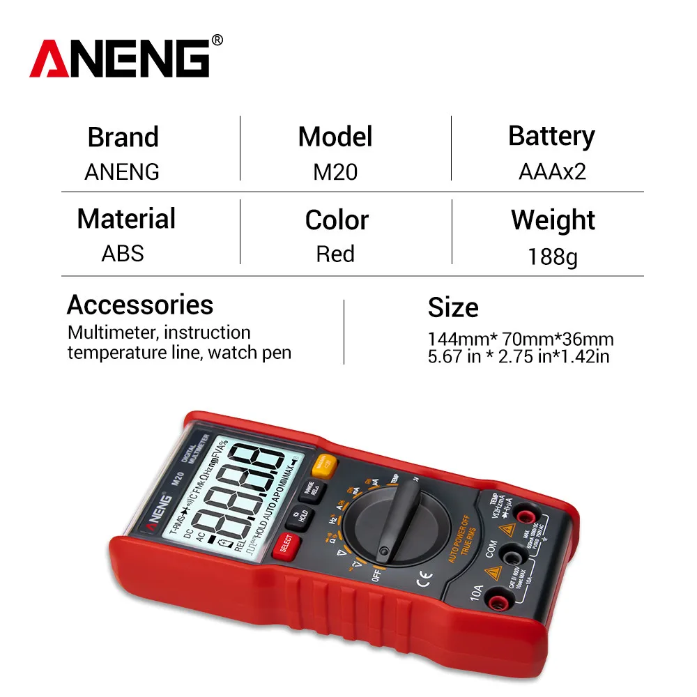 ANENG M20 мультиметр цифровой тестер 6000 отсчетов digital multimeter Мультиметр токовые клещи