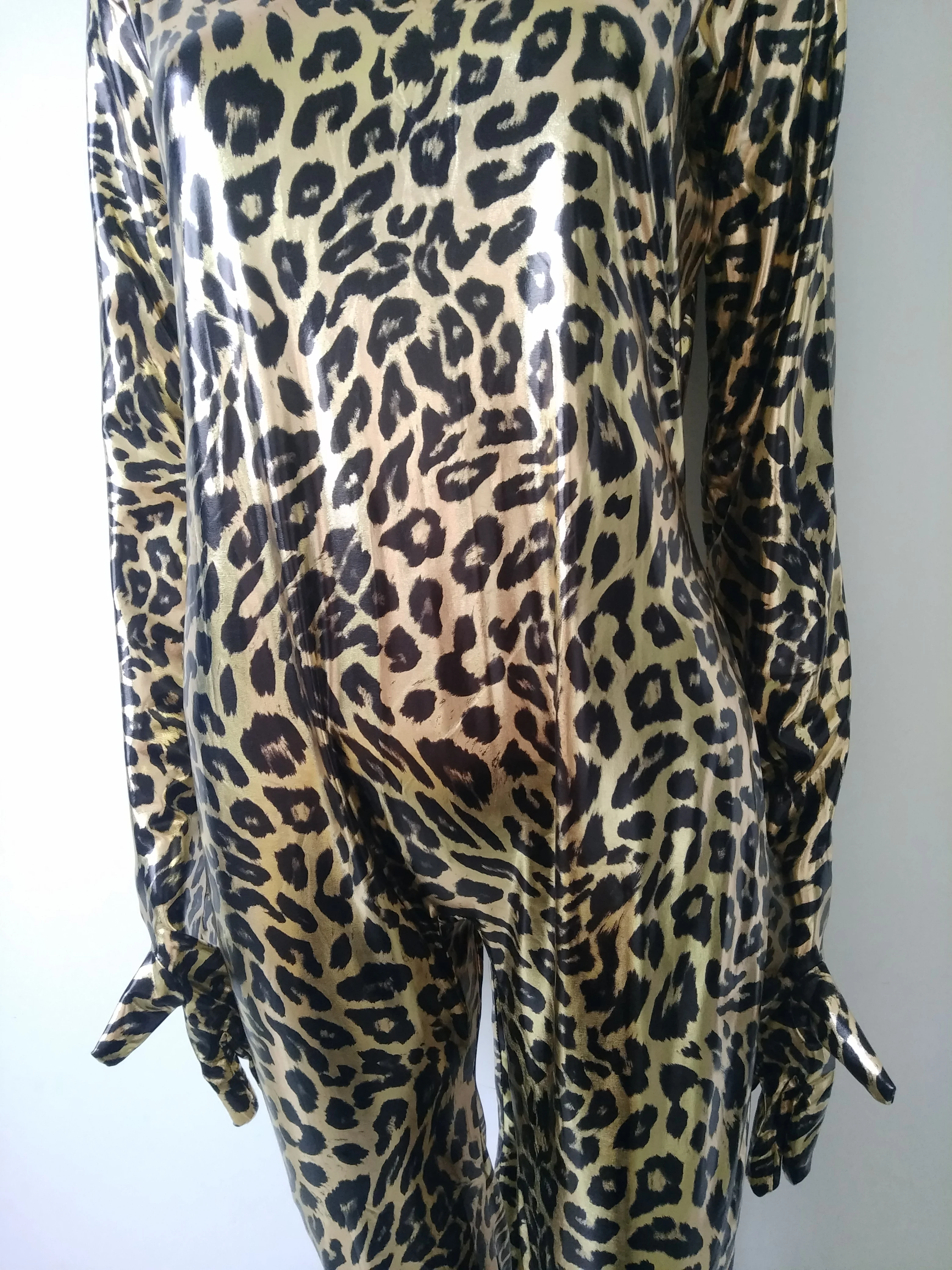 Костюм для косплея на Хэллоуин леопардовые блестящие металлические Колготки