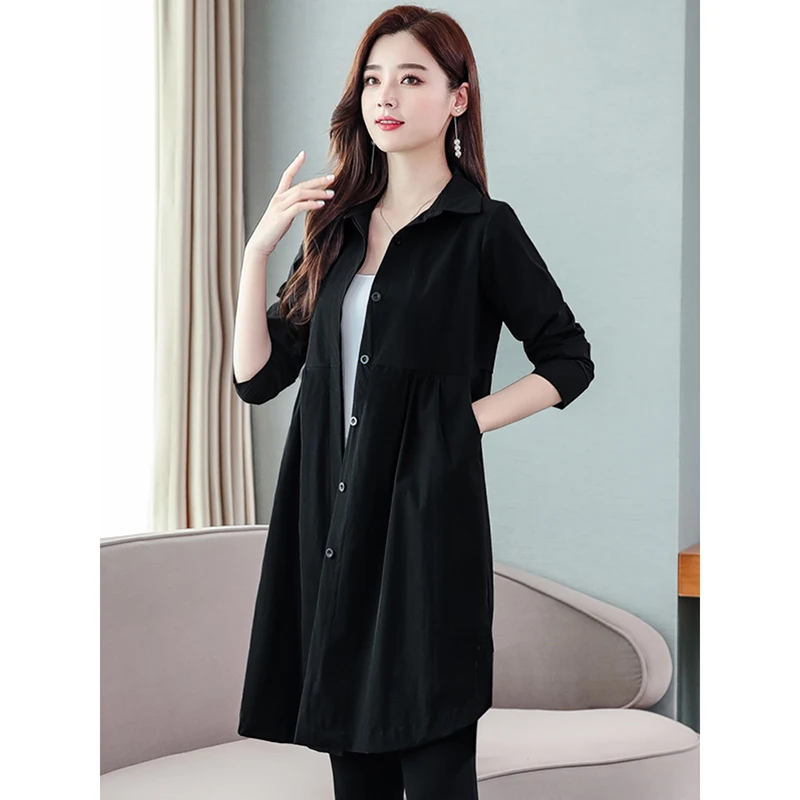 Женский однобортный Тренч однотонное повседневное пальто красного черного