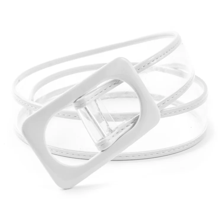 Женский ремень из ПВХ BL412 Универсальный прозрачный с боковой пряжкой вогнутой