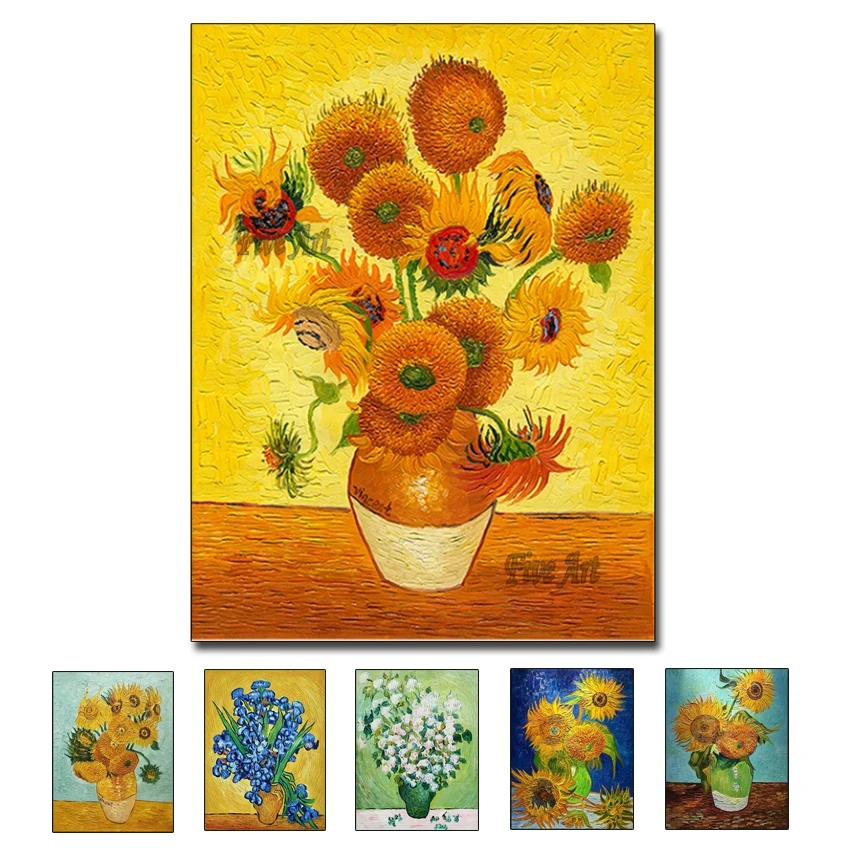 

Бесплатная доставка Чистая Ручная роспись масляная живопись на холсте Ван Гога Картины с подсолнухами Современное украшение для дома Иску...