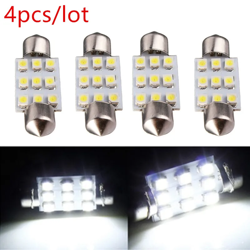 4 шт. 12 в пост. Тока 36 мм 3528 9SMD ксеноновый Белый Интерьер Свет/номер пластины фестон