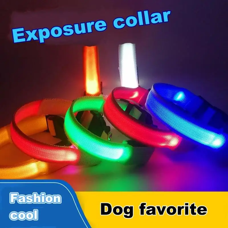 Нейлоновый светодиодный ошейник для собак ночная безопасность светится в