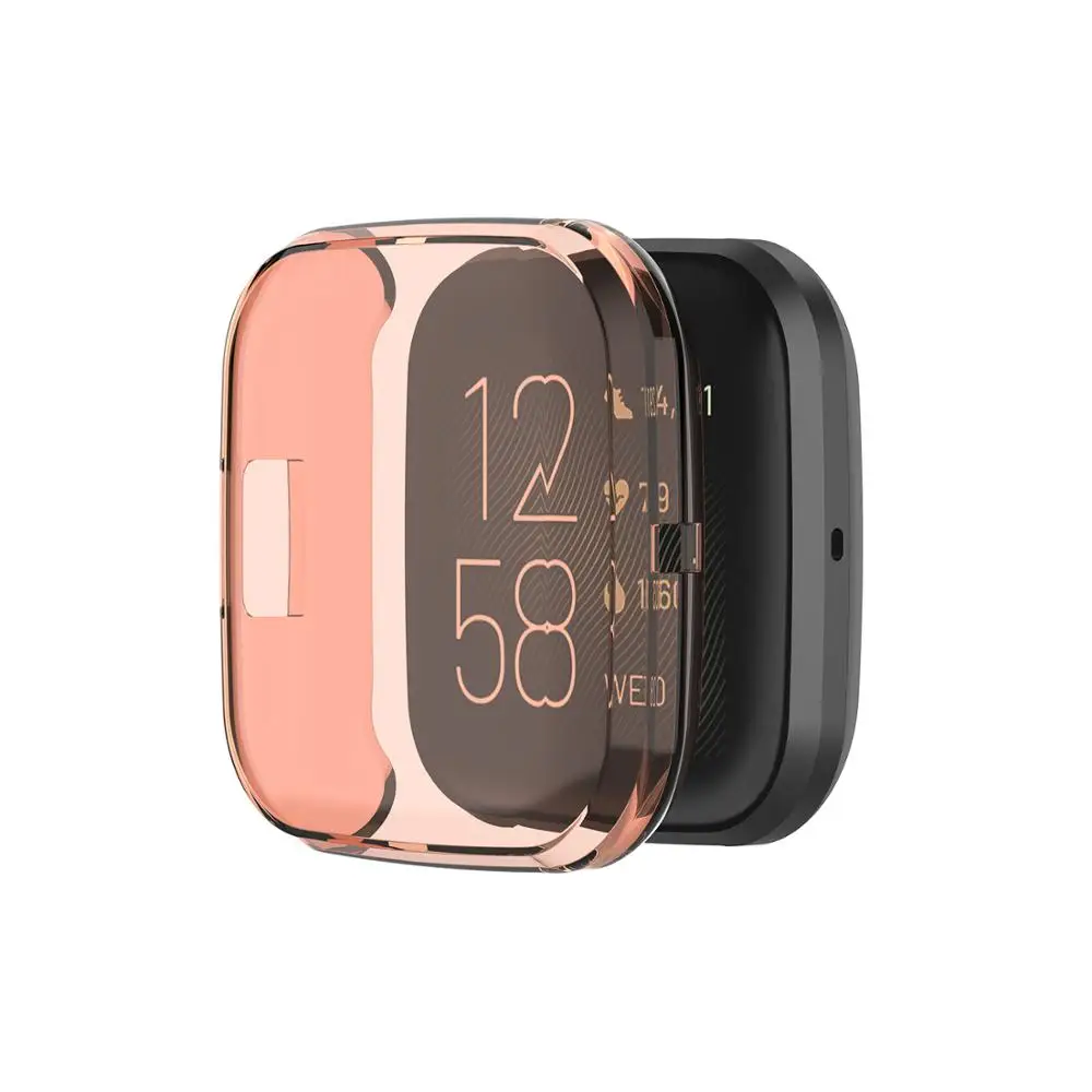 Orange ТПУ прозрачный силикон чехол для Fitbit Versa 2 Смарт-часы защитный чехол Versa2 полноэкранный Корпус Чехлы Сменные аксессуары ремешок - Цвет: Orange