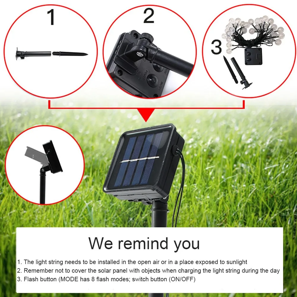 

Solar String Lights 20/30/50/100 Led Waterproof Solar Powered Fairy Light for Outdoor Street Backyard Decor Party