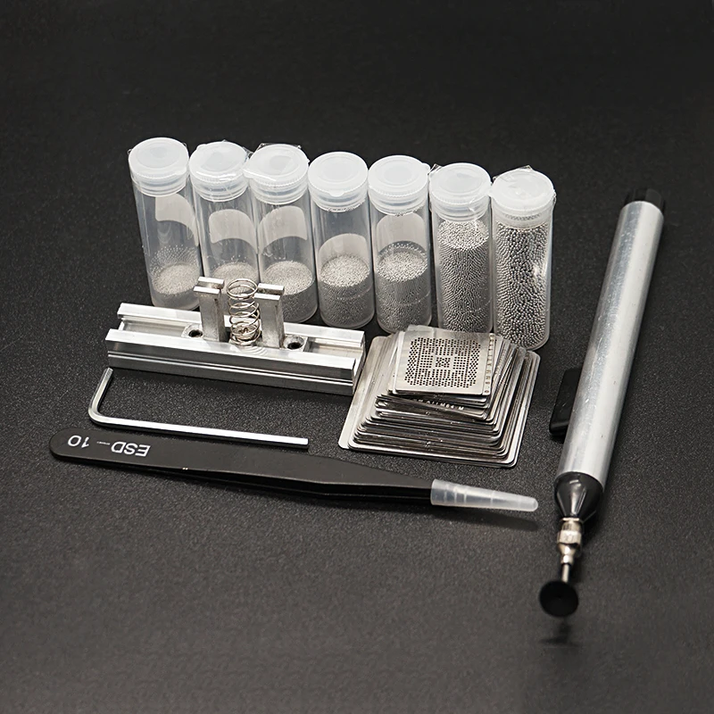 

Heated Mini Reballing Station with Solder ball 7pcs set-25K-tin-0.3/0.35/0.4/0.45/0.5/0.6/0.76mm for BGA Rework