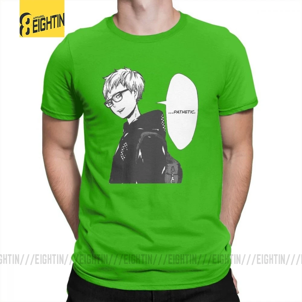 Футболки Haikyuu, футболки Tsukishima Kei, Классические летние футболки с коротким рукавом и круглым вырезом, хлопок, комиксы, футболки для мужчин, большие размеры - Цвет: Зеленый