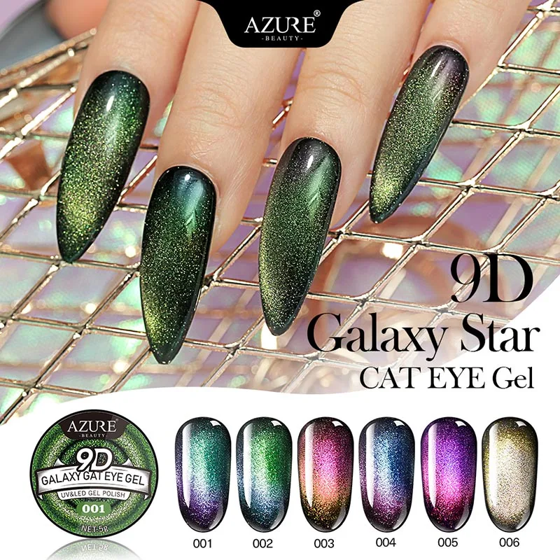 Azure beauty 7 шт./лот Хамелеон Гель-лак длительный Galaxy Гель-лак для ногтей с эффектом «кошачий глаз» замочить от УФ/светодиодный нужен черный лак