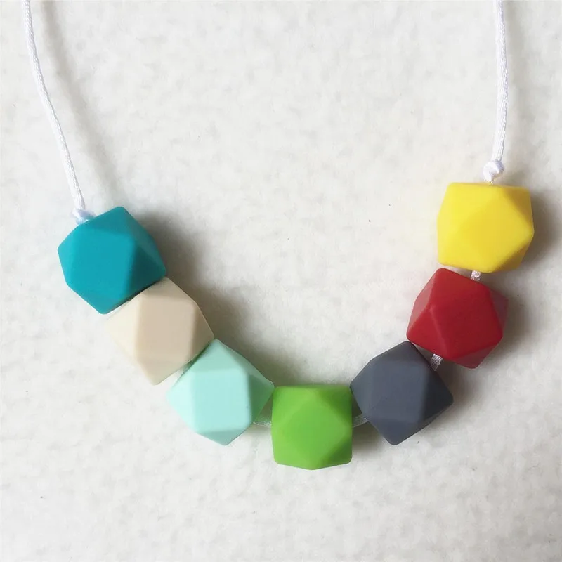 

1pc/lot BPA Free DIY Silicone Baby Pacifier Teether Necklace Silicone Hexagon Beads Teething Dummy Jewelry for Mom to Wear