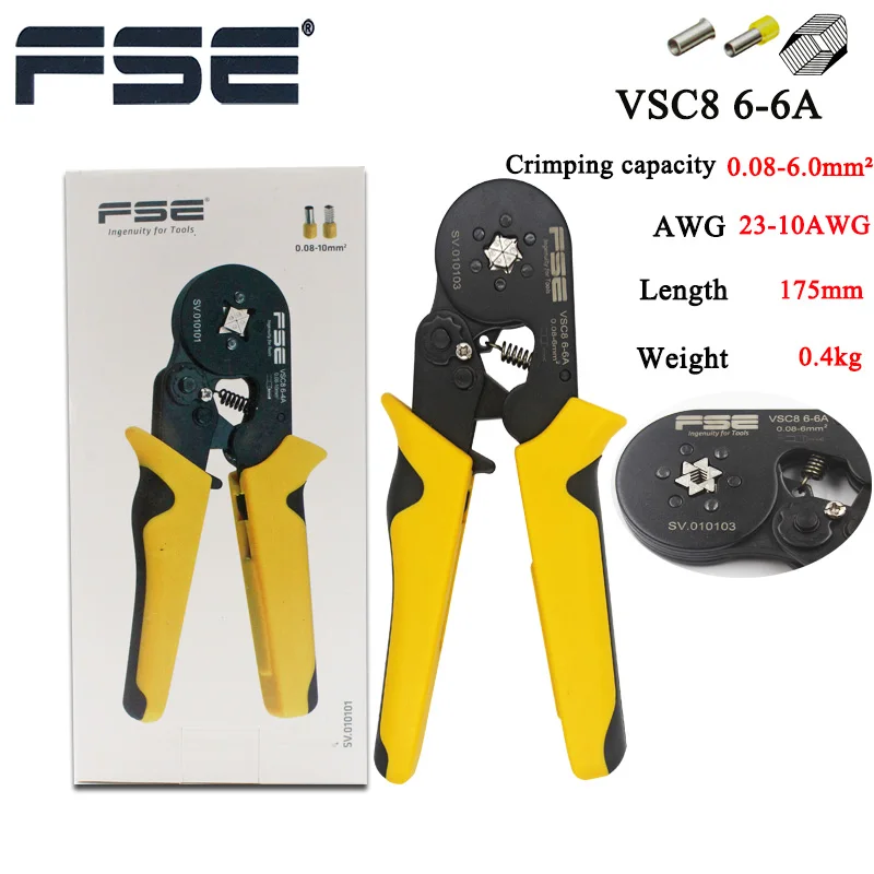 VSC8 6-6A VSC9(hsc8) 10-6A 0,08-10mm2 26-7AWG 6-6 6-6A precisa Регулируемая квадратная трубка кружева алюминиевый сплав обжимной herramientas de mano - Цвет: VSC8 6-6A