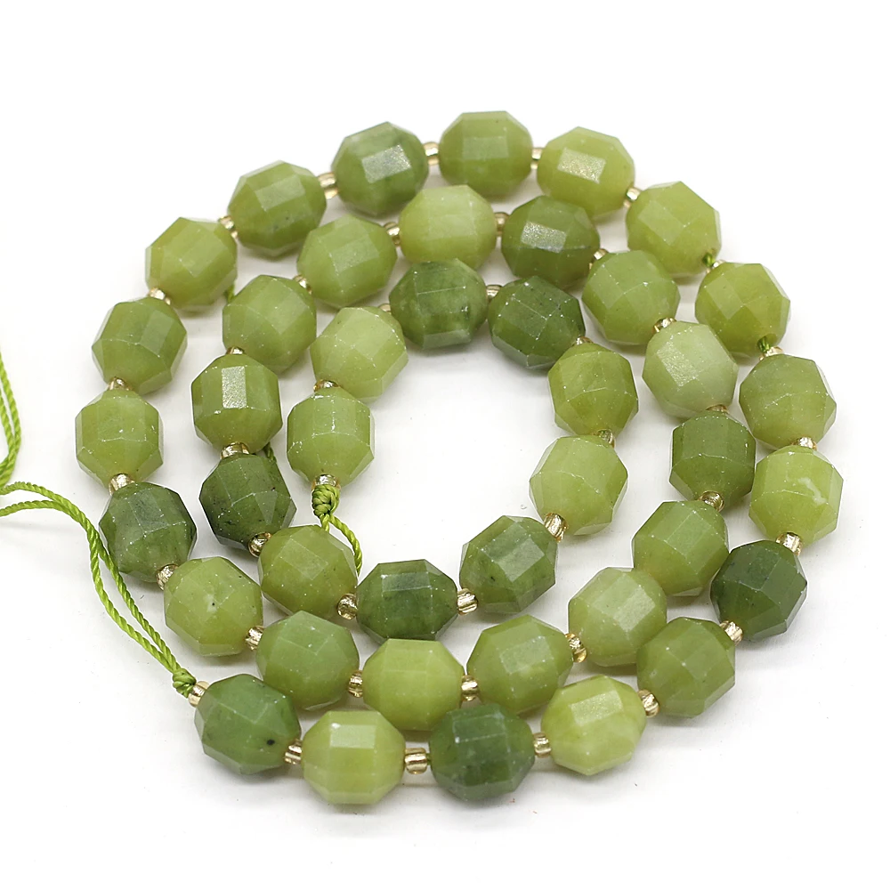 

New Beaded Natural Stone 8mm Faceted Canadian Jade Spaced Loose Beads For Jewelry Making Charm DIY Bracelet Accessories Ms Gift