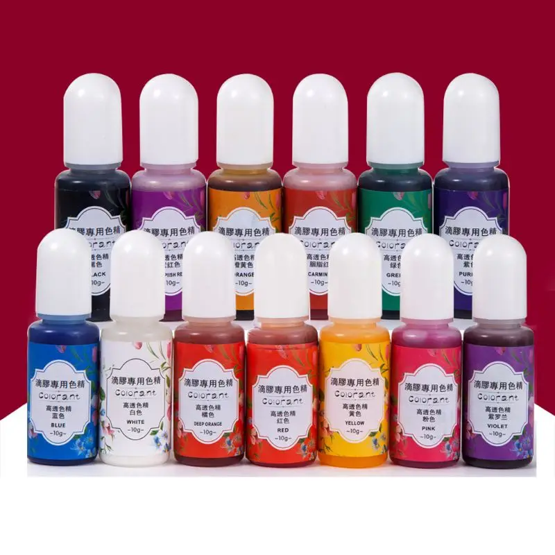 

13 Colors Epoxy UV Resin Coloring Dye Liquid Epoxy Pigment Resin Colorant Fading Resistance10ml Translucent