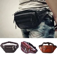 new men bag leather fanny pack waist belt bag hip purse high quality outdoor travel carry on pouch bag