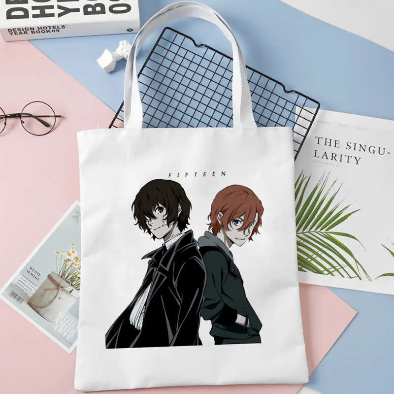 

Bungou сумка для покупок бродячие собаки хлопчатобумажная Холщовая Сумка для покупок сумки