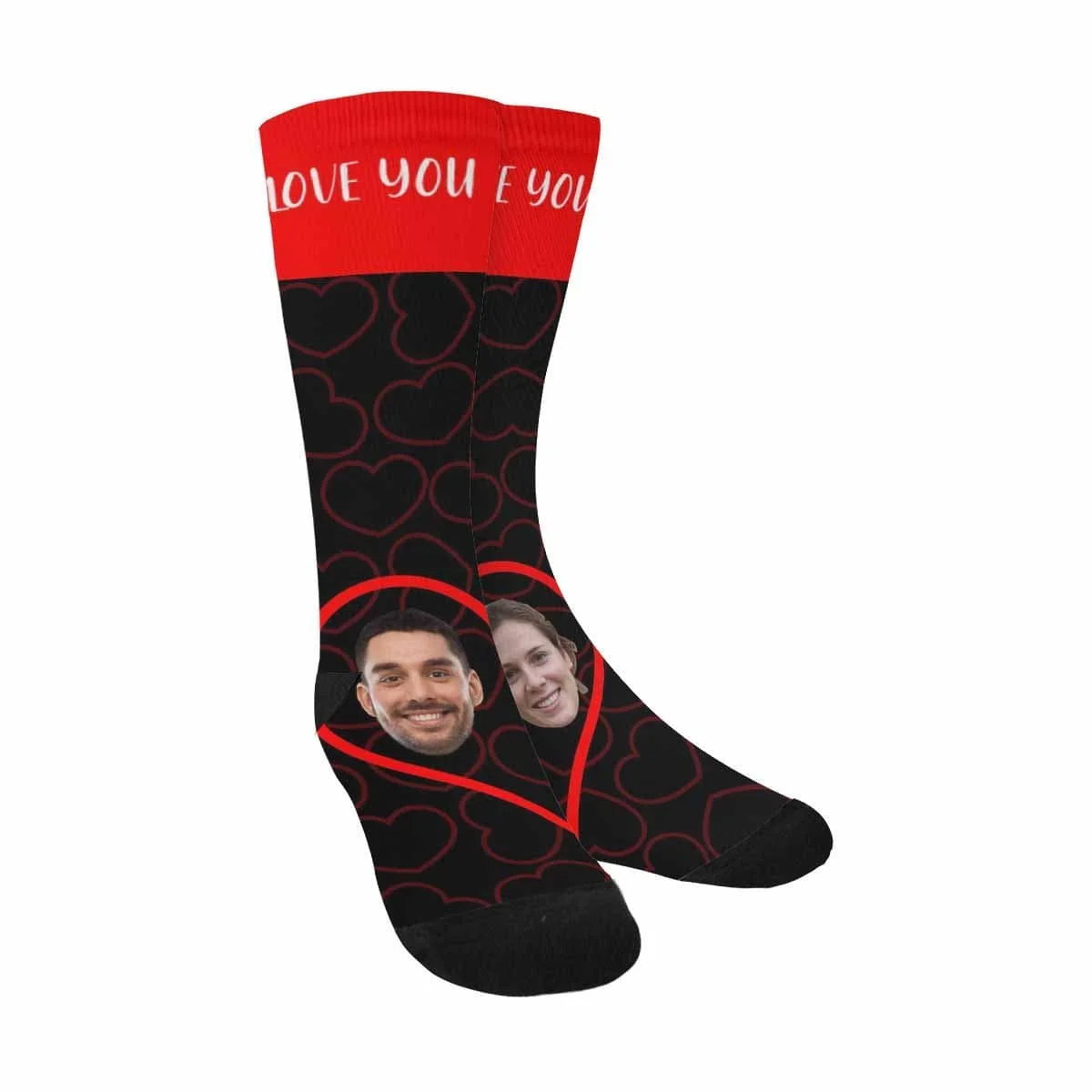 

Custom Face&Text Love Huge Heart Sublimated Crew Socks