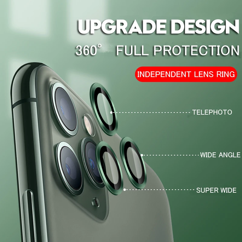 3 шт. для iPhone 11 Pro Max Защита камеры металл + стекло защитный чехол объектива задняя