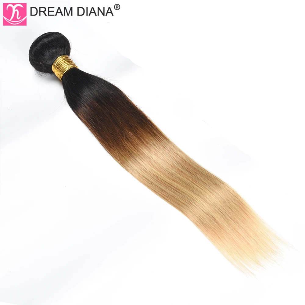 DreamDiana перуанские волосы 3 тонов прямые волосы Омбре волосы 3 Связки L 1B/4/27 Реми пучки волос "омбре" предварительно Цветной человеческих волос