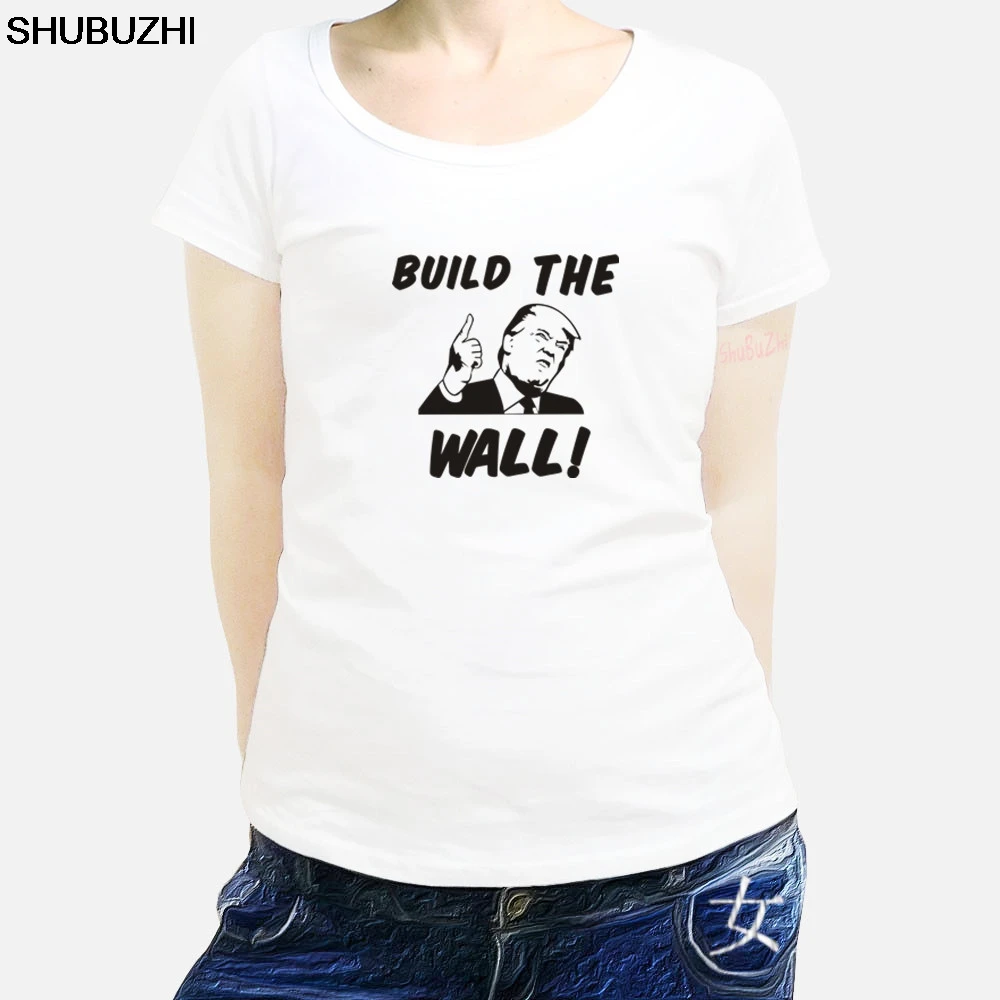 Middle Aged Tall Build The Wall summer women cotton o-neck t-shirt Donald Trump Presidential Funny Election T Shirt sbz423 | Женская
