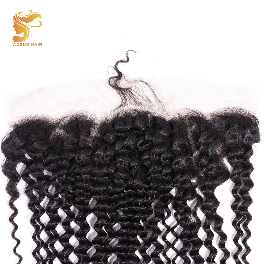 AOSUN бразильские человеческие волосы глубокая волна фронтальная сетка 13X4 от уха