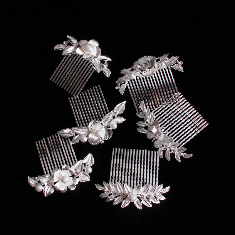 

Silver Color Rhinestone Flower Leaf Bridal Hair Comb for Girls Crystal Hair Ornaments Jewelry Wedding Hair Accessories