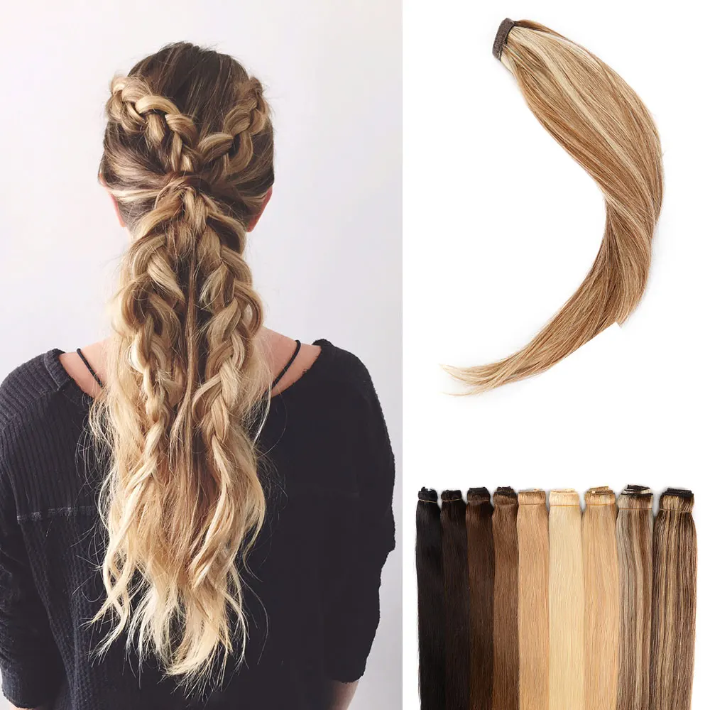 

Clip in Ponytail Hairstyles Brazilian HairMachine Made Remy Real Natural Human Hair Ponytail Hairpieces 14 to 24 inches