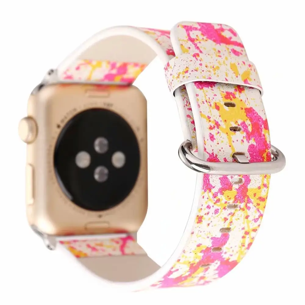 Красочные граффити кожаная Петля ремешок для наручных часов Apple Watch 38/42/44/40 мм