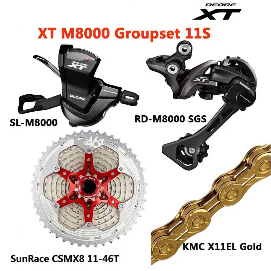 46T Sliver X11ELgold Shimano DEORE XT M8000 Группа Комплект MTB горный велосипед 1x11-Speed 46T 50T SL+ RD+ CSMX8+ X11EL M8000 переключатель заднего хода - Цвет: 46T Sliver X11ELgold