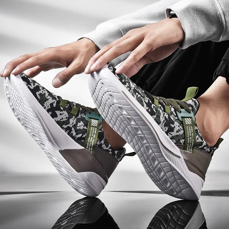

Fashion Men's Personality Color Matching Trend Youth High To Help Breathable Casual Shoes Sports Basketball Camouflage Shoes 46