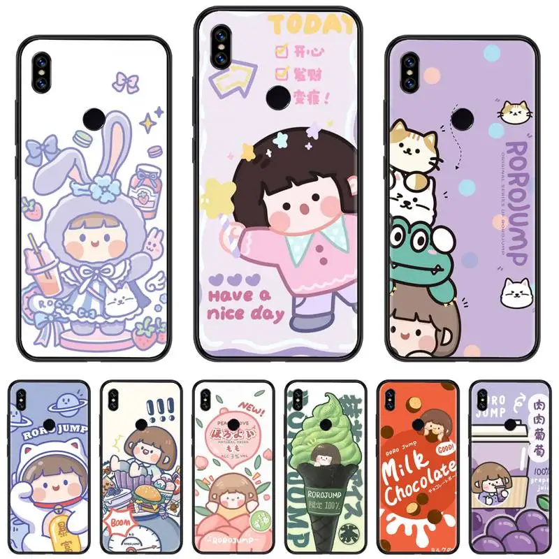 

Phone Case For Xiaomi Redmi 7 8 9t a3 9se k20 mi8 max3 lite 9 note 9s 10 pro Cute anime girl snacks