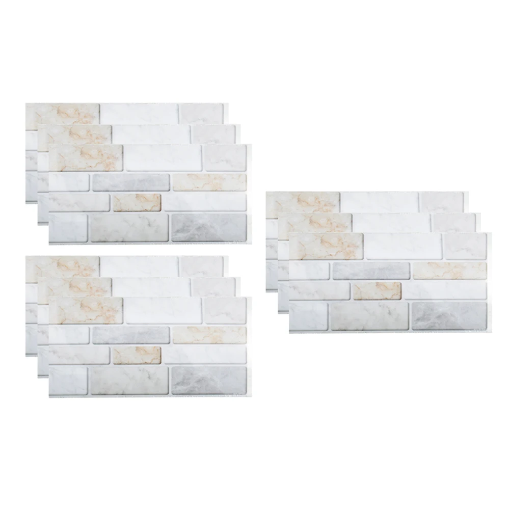 

9pcs Imitation Marble Effect Brick Stone Home Decor Self-adhesive Wall Sticker