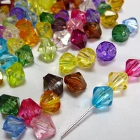200 mixed colour transparent acrylic faceted bicone spacer beads 8x8mm