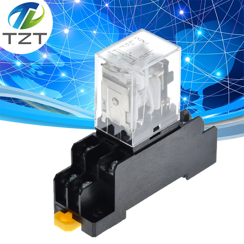 Завеса 12V 24V DC 110V 220V переменного тока катушки Мощность реле LY2NJ DPDT 8 Pin HH62P JQX 13F с