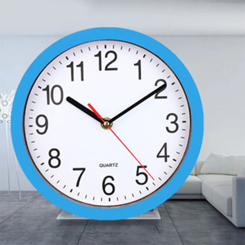 

Simple Round 8 Inch White Background Clock Clock Study Room Kitchen Living Room Silent Scanning Quartz Wall Clock