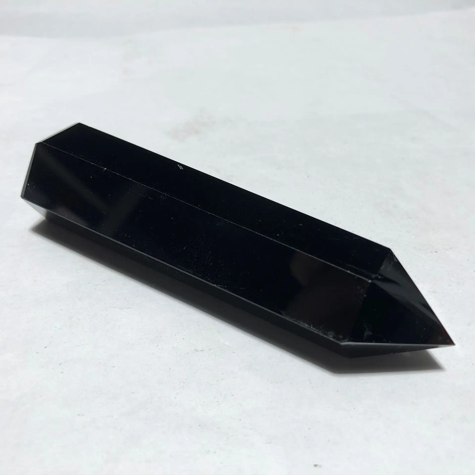 Natural Black Obsidian Hand-Polished Hexagon Point Chakra Healing Reiki Stone Home Decoration Handicraft | Дом и сад