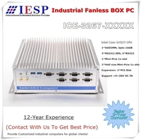 fanless industrial computer 6th core i5 6200u cpu 8gb ram 64gb ssd 6usb 2pci sot 6com rugged box pc