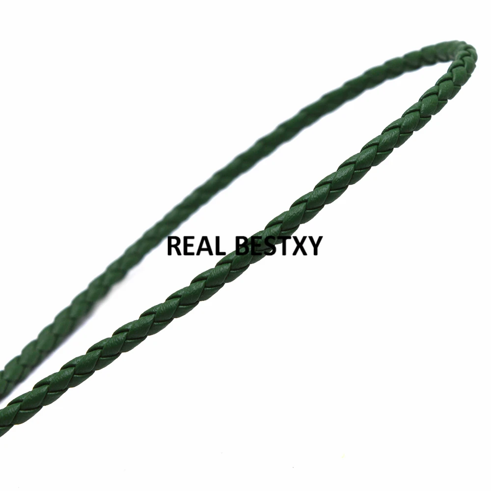 2 м/лот около 3 мм зеленый Плетеный кожаный шнур шнурок для рукоделия фурнитура