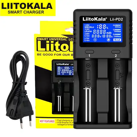 Зарядное устройство LiitoKala Lii-PD2, PD4, S6, 500, зарядка батарей 18650, 26650, 21700, 18350, 3,7/3,2/1,2 В, AA/AAA, NiMh, литиевых