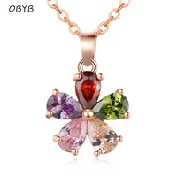 new creativity five leaf clover crystal zircon pendant necklace for women fashion luxury stainless steel necklace clavicle chain