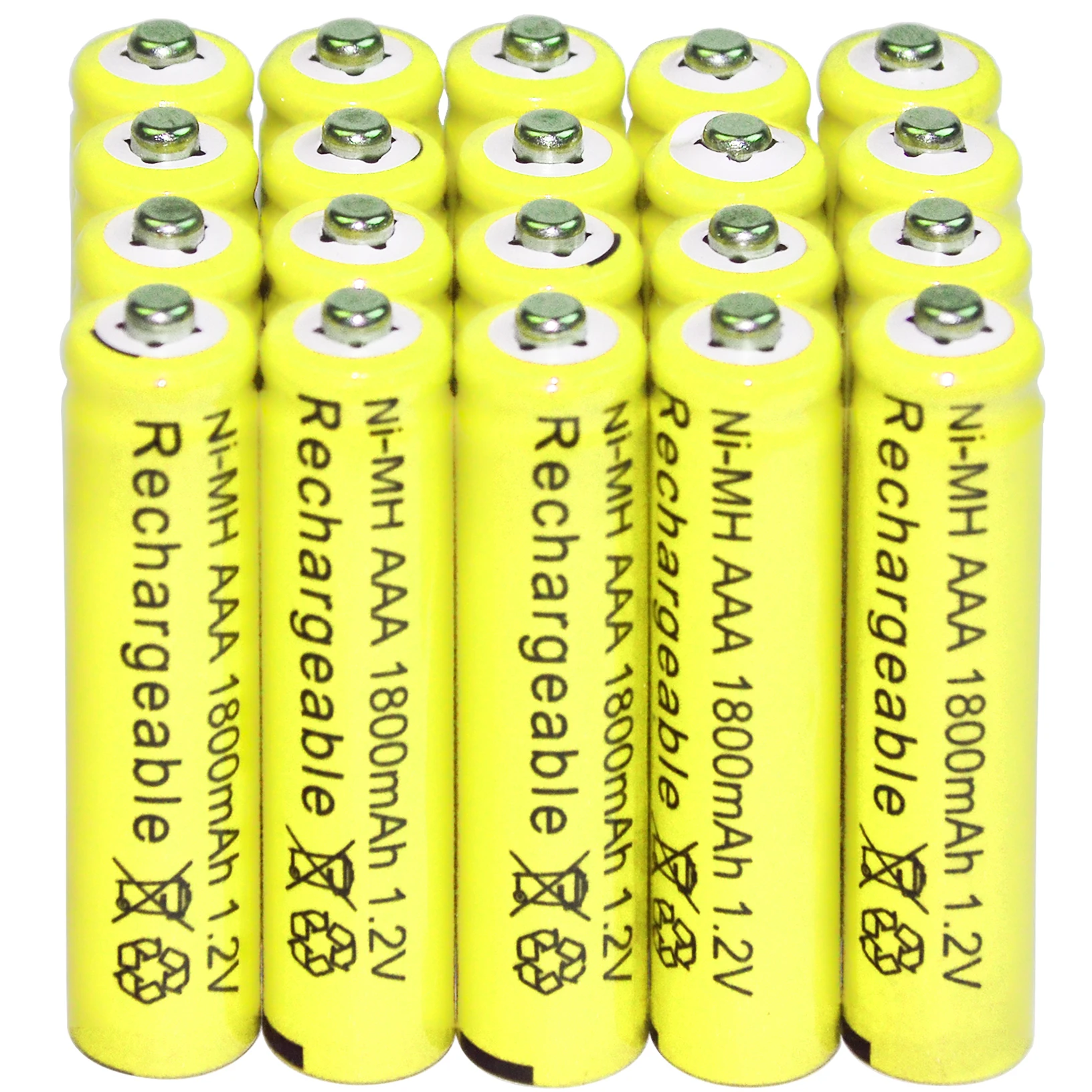 4-48pcs New Brand AAA rechargeable battery 1800mah 1.2V NI-MH Rechargeable for led light toy mp3 Yellow | Электроника