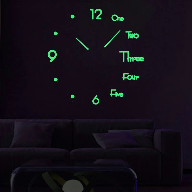 

Luminous Large Wall Clock In Wall 3D Acrylic DIY Wall Clocks Luminou Watck Sticker Quartz LargeHome Decor 2021 DIY Clocks Night