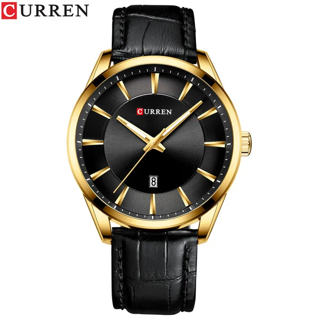 black black gold CURREN Брендовые мужские часы Топ Мода Бизнес люкс Кварцевые водонепроницаемые мужские часы спортивные мужские наручные часы Relogio Masculino - Цвет: black black gold