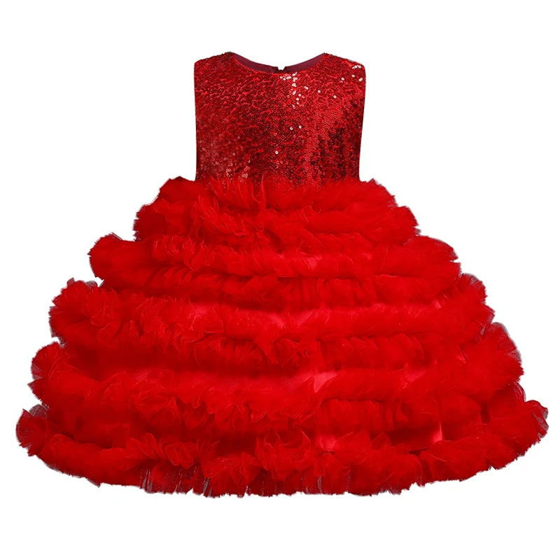 Новинка детское кружевное платье принцессы с вышивкой на первый год рождения для