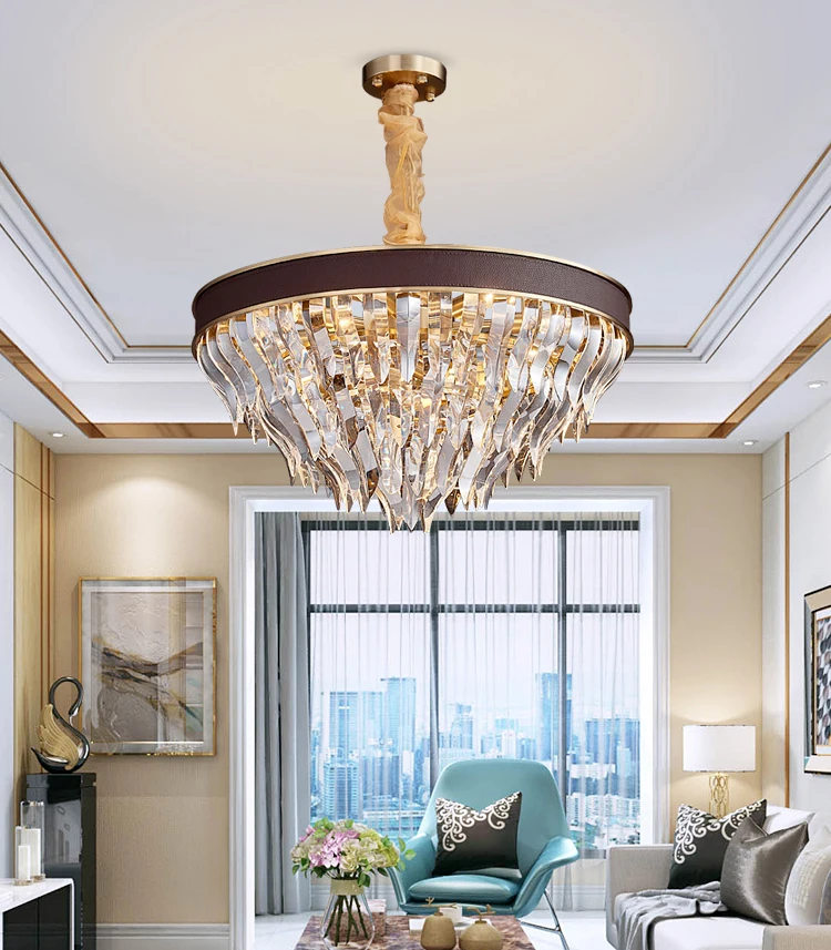 Новинка 2020 хрустальный светильник-люстра Золотая прямоугольная Современная
