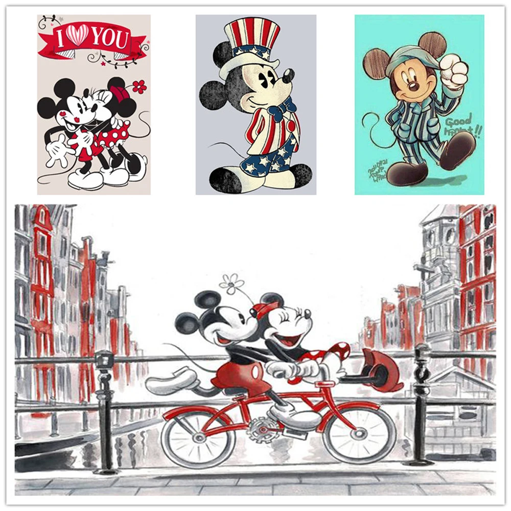 

Disney 5D Diy Diamond Painting Cartoon Cross Stitch Full Circle Diamond Embroidery Mickey Mouse Mickey Minnie Decorative Gift